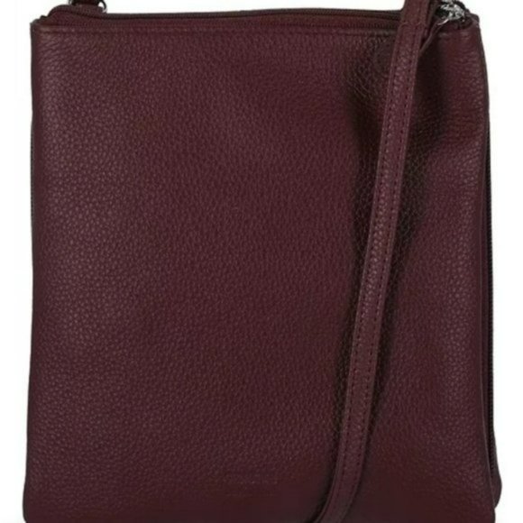 Giani Bernini Triple Zip Pebble Leather Dasher Crossbody- Wine - Picture 3 of 7